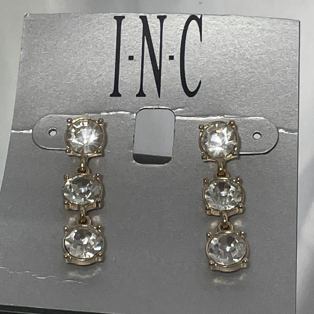 INC International Concepts Crystal and Gold Earrings